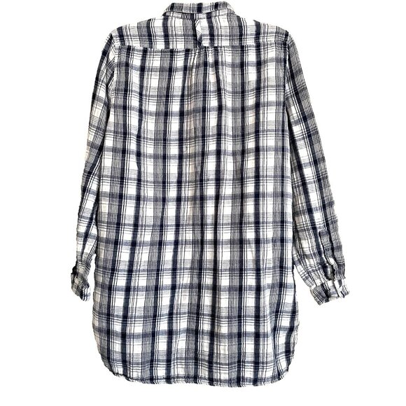 Free People CP Shades Flannel Plaid Shirt Tunic Top Blouse Medium Pockets - Picture 3 of 11